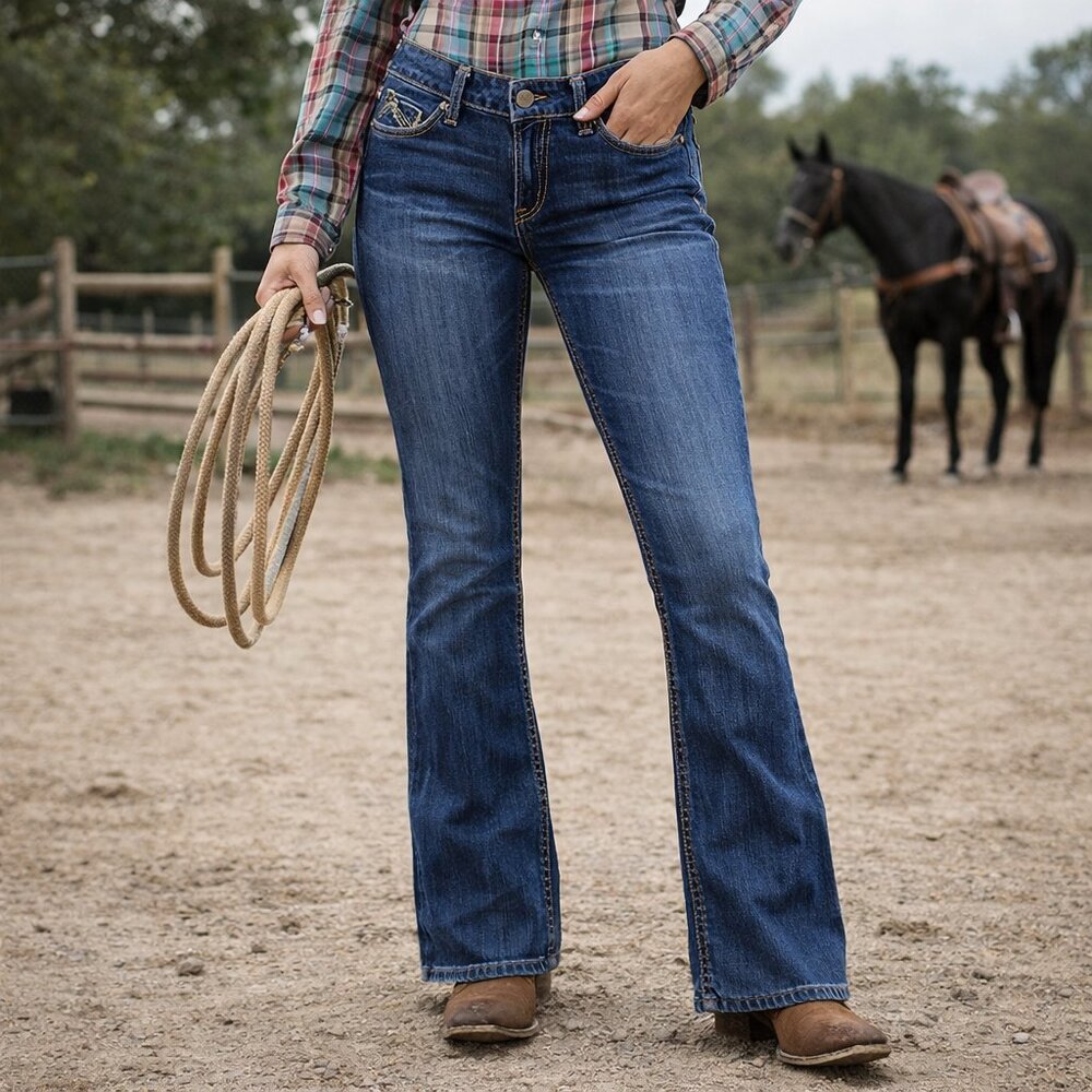 Ariat Bootcut Jeans Womens 31x32 Dark Wash Stretch Western Riding Denim